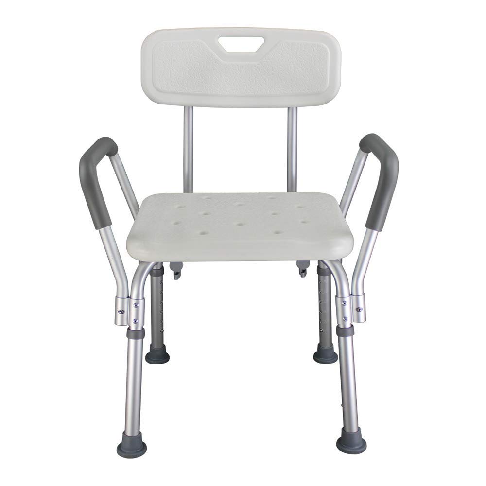Heavy Duty Shower Chair for Elderly with Arms and Back - Non-Slip Safety Bathroom Shower Stool for Seniors & Disabled - Bathtub Lift Shower Seat Aid Bench (Blue) - Ideal for Safe Bathing & Showering Assistance