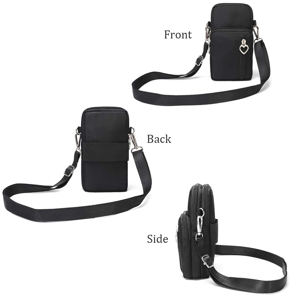 Sweat-Proof Running Arm Bag - Crossbody Shoulder Bag for Gym & Fitness - Secure Phone Holder for iPhone 13/12/Pro Max/Xs/Xr, Galaxy Note 10, P30 Pro - Black - Ideal for Outdoor Jogging, Hiking & Workouts