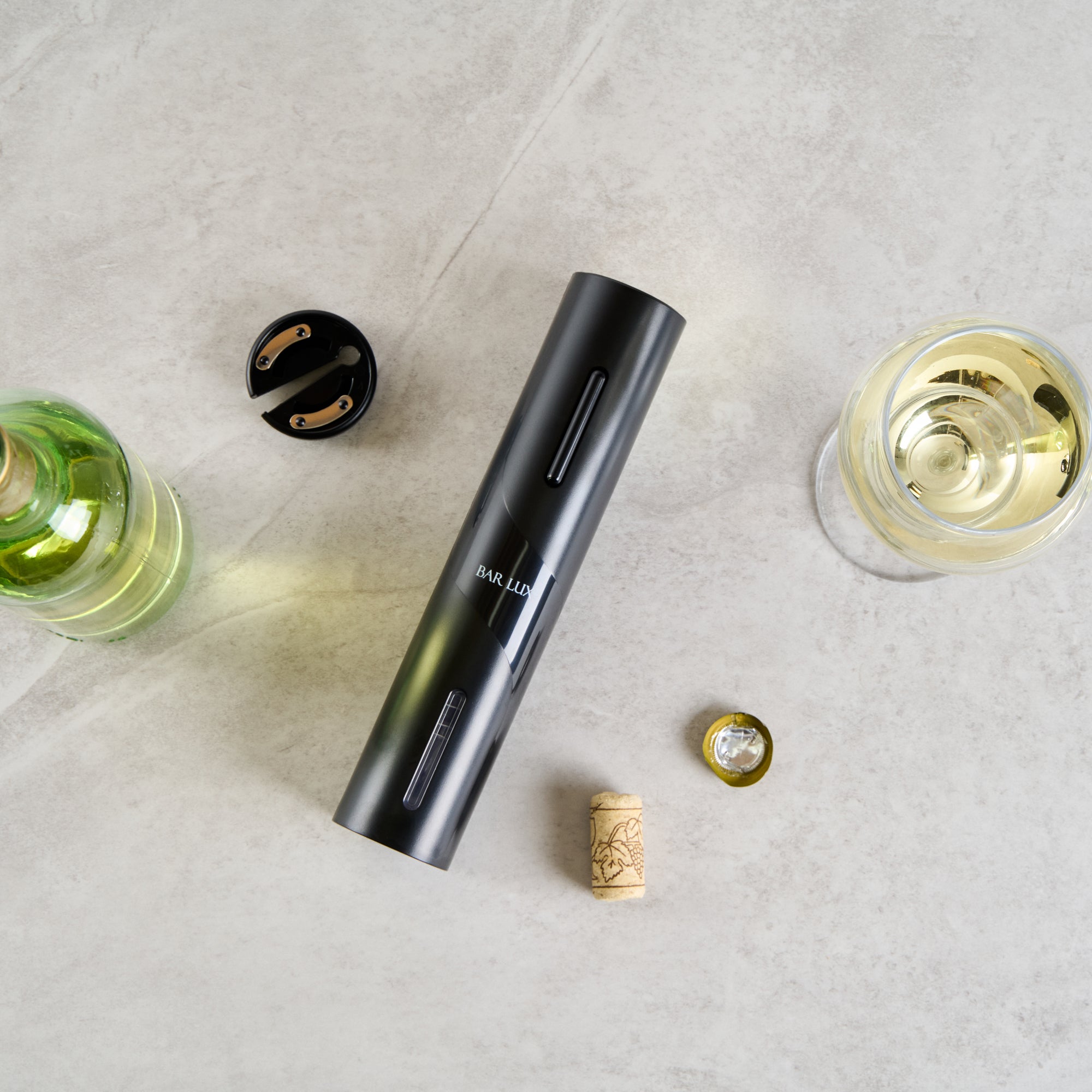 Premium Black Electric Wine Opener with Foil Cutter - Battery Operated Corkscrew for Easy Opening - Perfect for Dinner Parties, Gifts & Home Bars (1 Count)