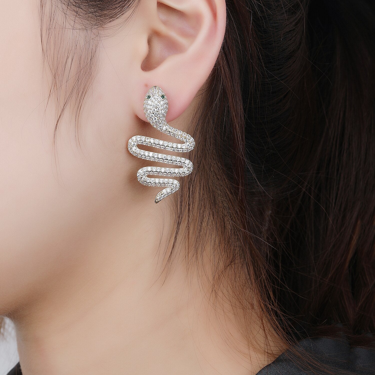 925 Sterling Silver Cubic Zirconia Snake Dangle Earrings for Women | Elegant Prom Jewelry Gift | Perfect for Parties, Weddings & Special Occasions