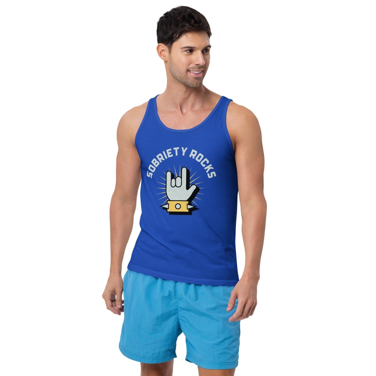 Men's Sobriety Rocks Tank Top - Comfortable & Stylish Workout Shirt for Gym, Running & Recovery Support