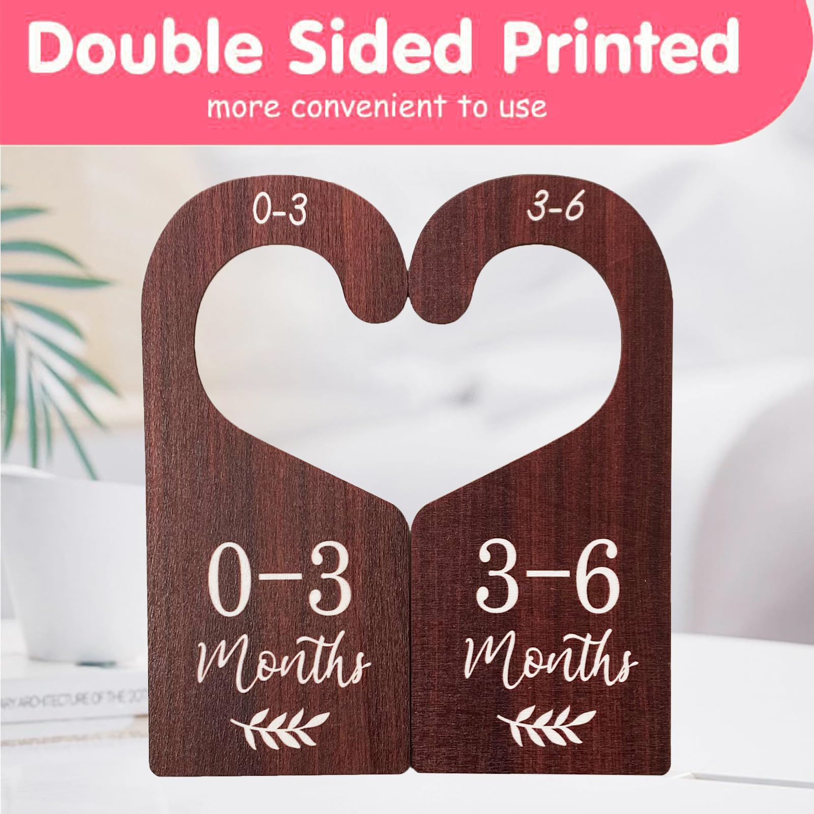Wooden Baby Closet Dividers - Double-Sided Nursery Organization for Newborn to 24 Months (8-Piece Set, Brown) | Perfect for Nursery Closet Organization & Baby Clothes Size Sorting