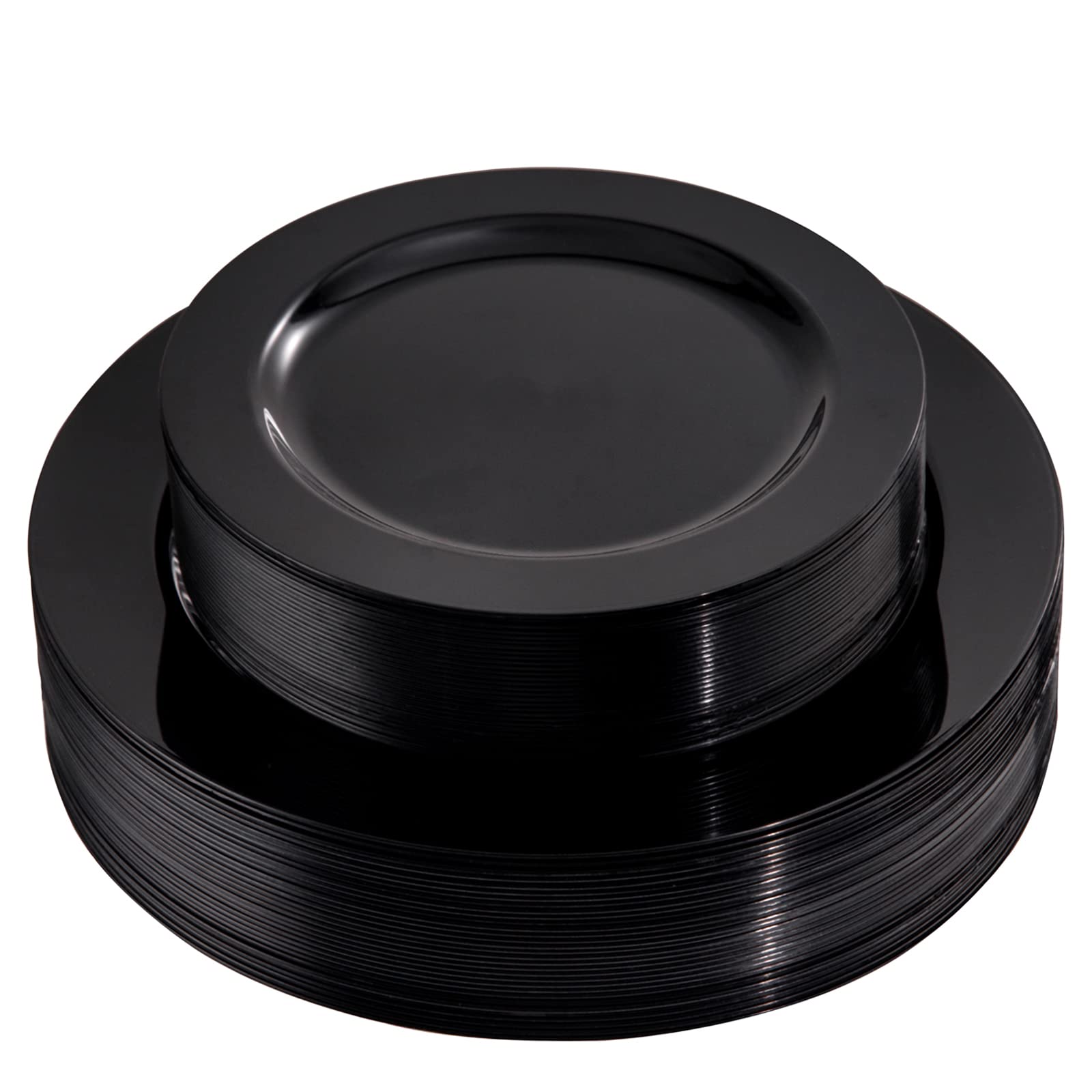 FLOWERCAT 60-Pack Heavy Duty Black Plastic Plates Set - 30PCS 10.25