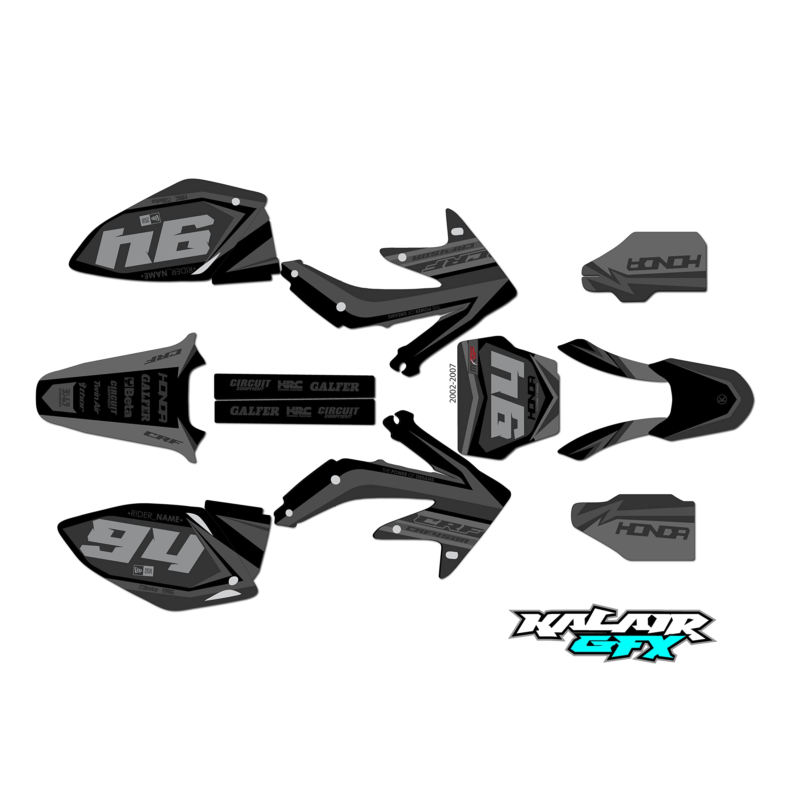 Honda CRF450R (2005-2007) Graphics Kit - Imperator Series Gray 09 Mil Dirt Bike Stickers | Motocross Decals for Pit Bikes & Dirtbike Racing | High-Quality Motorcycle Accessories for Off-Road & MX Tracks