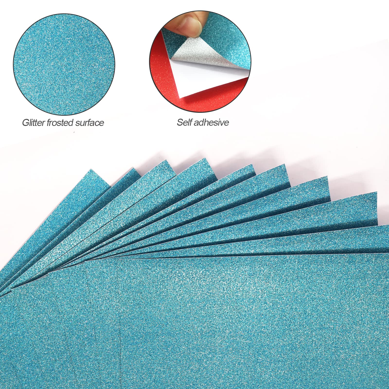 Glitter Cardstock Paper - 20 Sheets A4 Self-Adhesive Sticky Glitter Paper (8.2