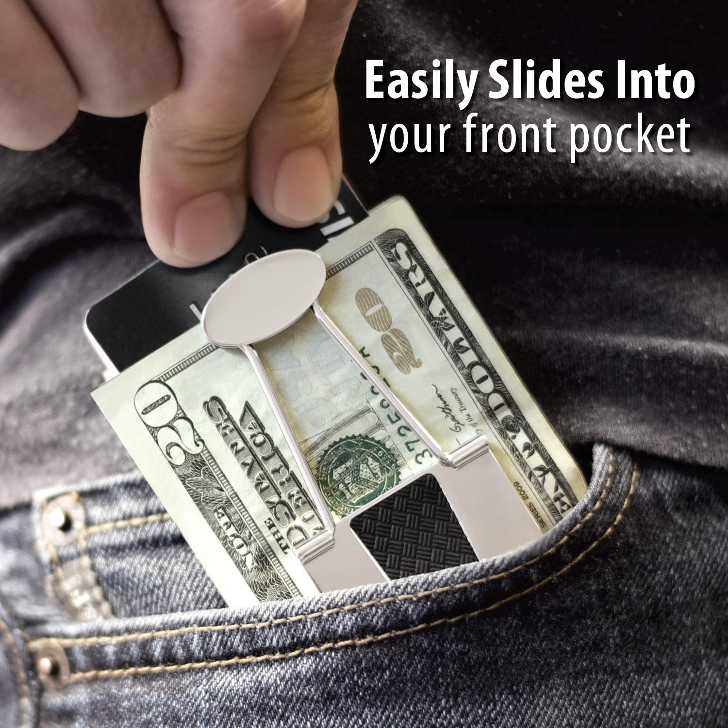Premium Stainless Steel Money Clip for Men - Slim Minimalist Wallet & Credit Card Holder - Durable Ionic Plated Metal Bill Binder - Perfect for Business, Travel & Everyday Carry