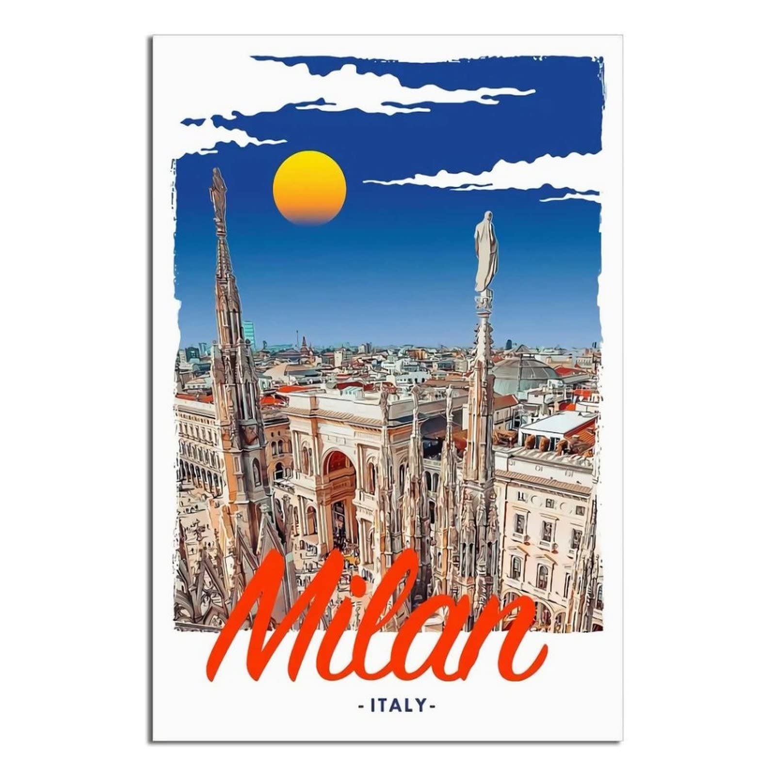 Vintage Milan Italy Travel Posters - Canvas Wall Art Prints for Living Room, Bedroom & Office Decor | Travel-Themed Home & Office Wall Decorations