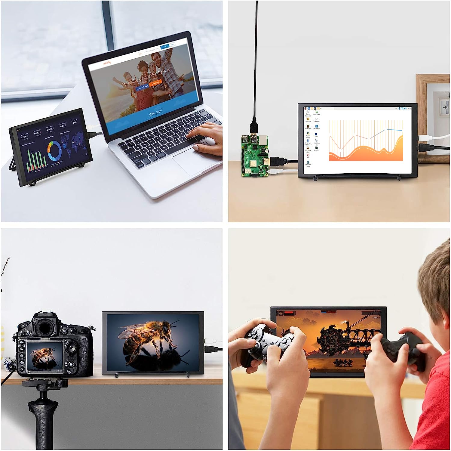ELECROW 8 Inch Touchscreen Monitor - 1280x800 Portable LCD Display for Raspberry Pi, Laptop, PC & Gaming Consoles | Perfect for DIY Projects, Coding & Retro Gaming