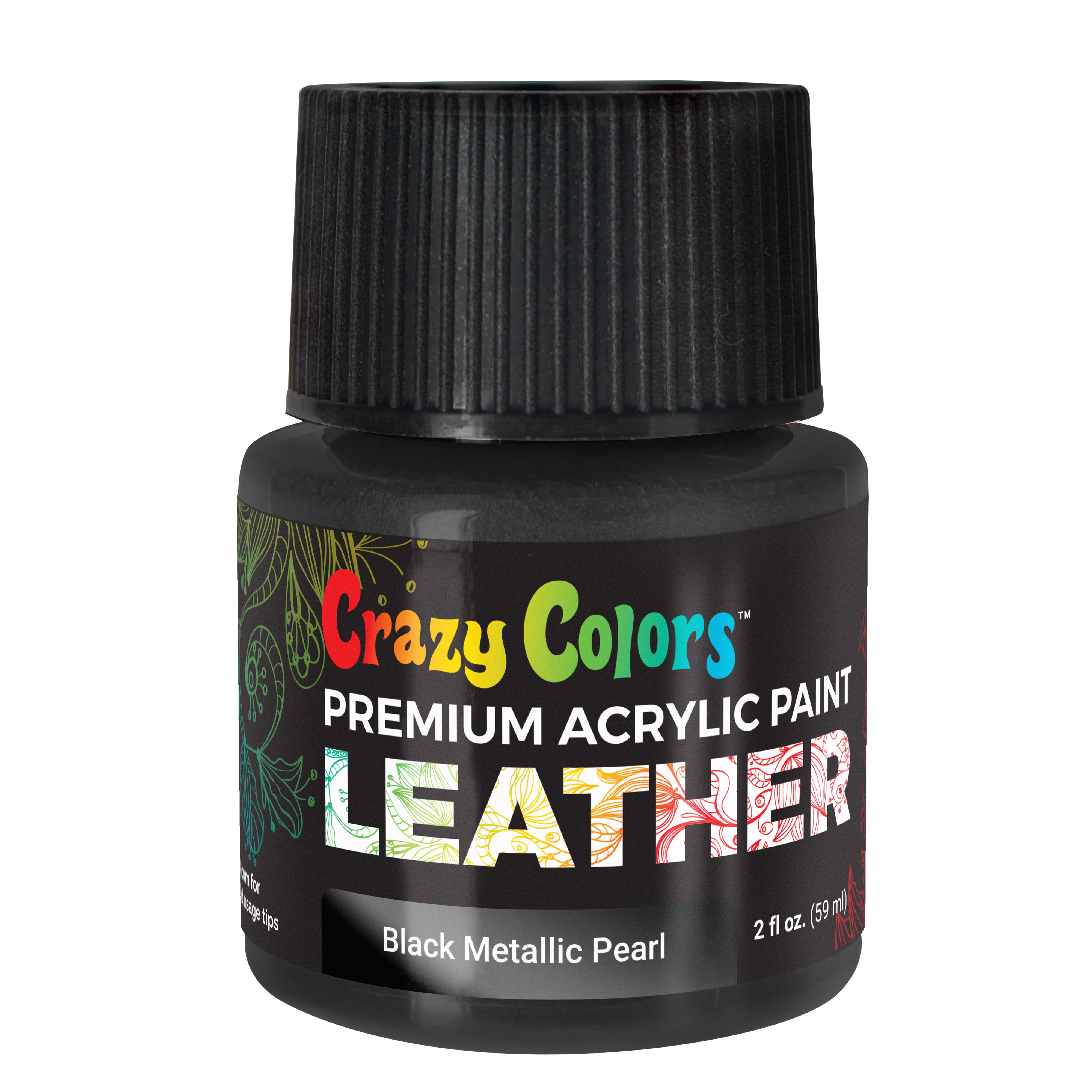 Premium Black Metallic Pearl Acrylic Leather & Shoe Paint - 2 oz Bottle | Flexible, Crack, Scratch & Peel Resistant | Customize Sneakers, Jackets, Bags & Purses | Perfect for DIY Fashion, Shoe Restoration & Creative Art Projects