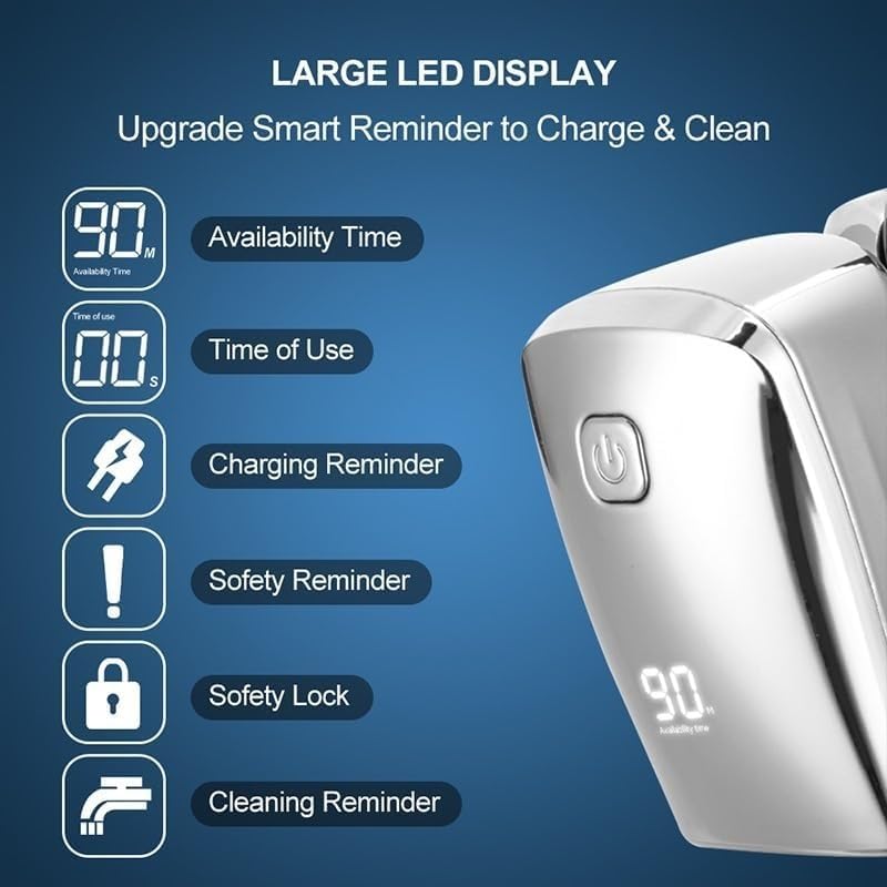 Men's Electric Razor & Shaver - 8-Blade Floating Head, Waterproof, Rechargeable Hair Clipper for Bald Head & Beard Trimming - Perfect for Travel, Home & Gym Use