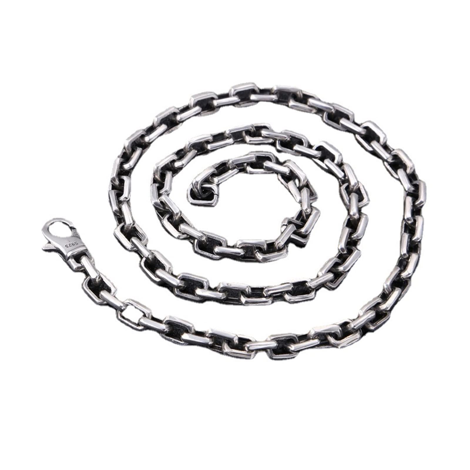 Beydodo 925 Sterling Silver Men's Cable Chain Necklace - 7mm Width, 20-30 Inch Adjustable Punk Style Necklace for Men | Perfect for Gifts, Casual Wear, and Rock Fashion