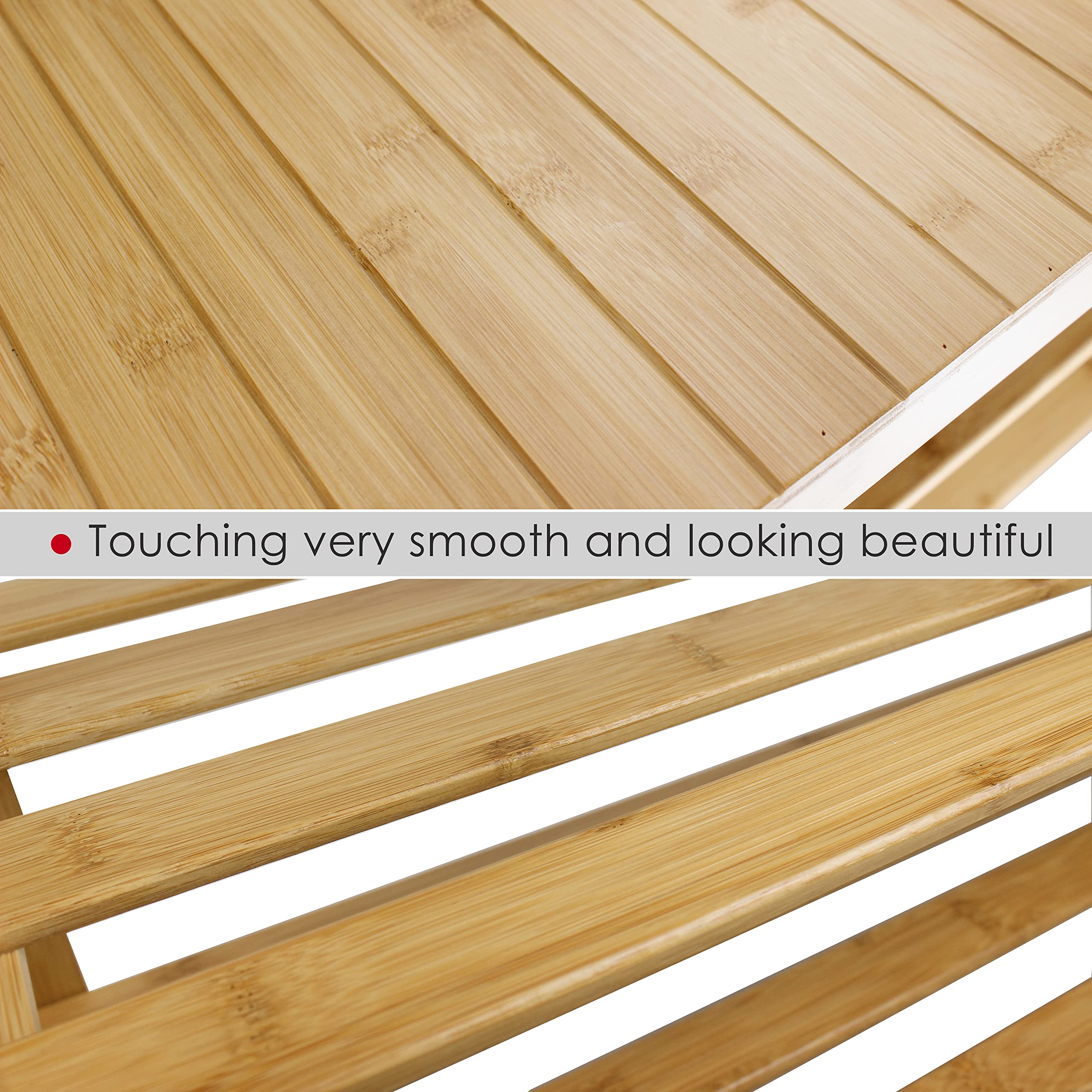 SMIBUY 3-Tier Bamboo Shoe Rack Bench - Natural Wood Shoe Organizer Storage Shelf for Entryway, Hallway, Bathroom & Living Room - Perfect for Small Spaces & Home Organization