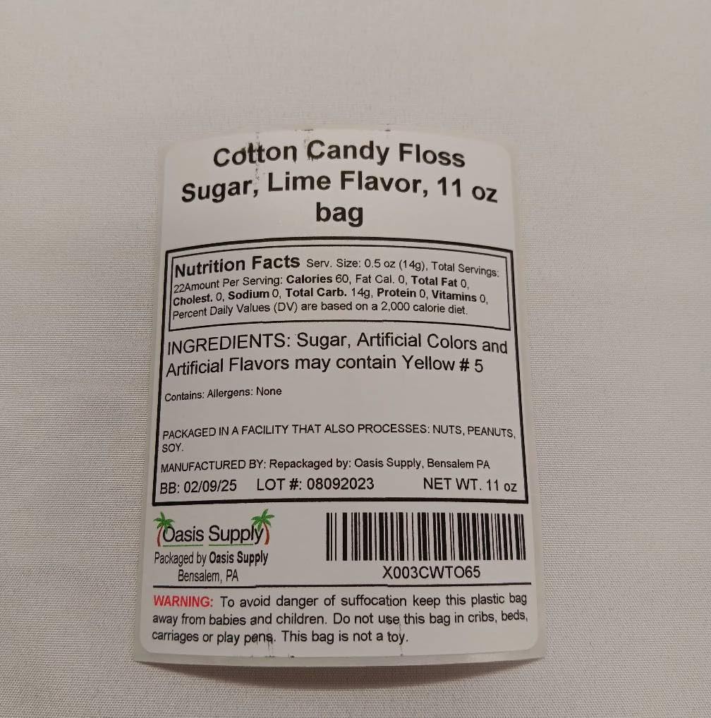 Cotton Candy Floss Sugar (2 Pack, Green Lime Flavor) - 22 oz Bulk Cotton Candy Mix for Machine - Makes 44 Cones - Perfect for Parties, Carnivals & DIY Sweet Treats