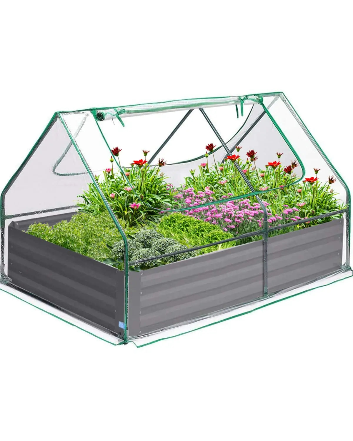 4' x 3' x 1' Galvanized Raised Garden Bed with Cover - Durable Outdoor Planter Box for Vegetables, Flowers & Herbs - Perfect for Backyard, Patio & Urban Gardening