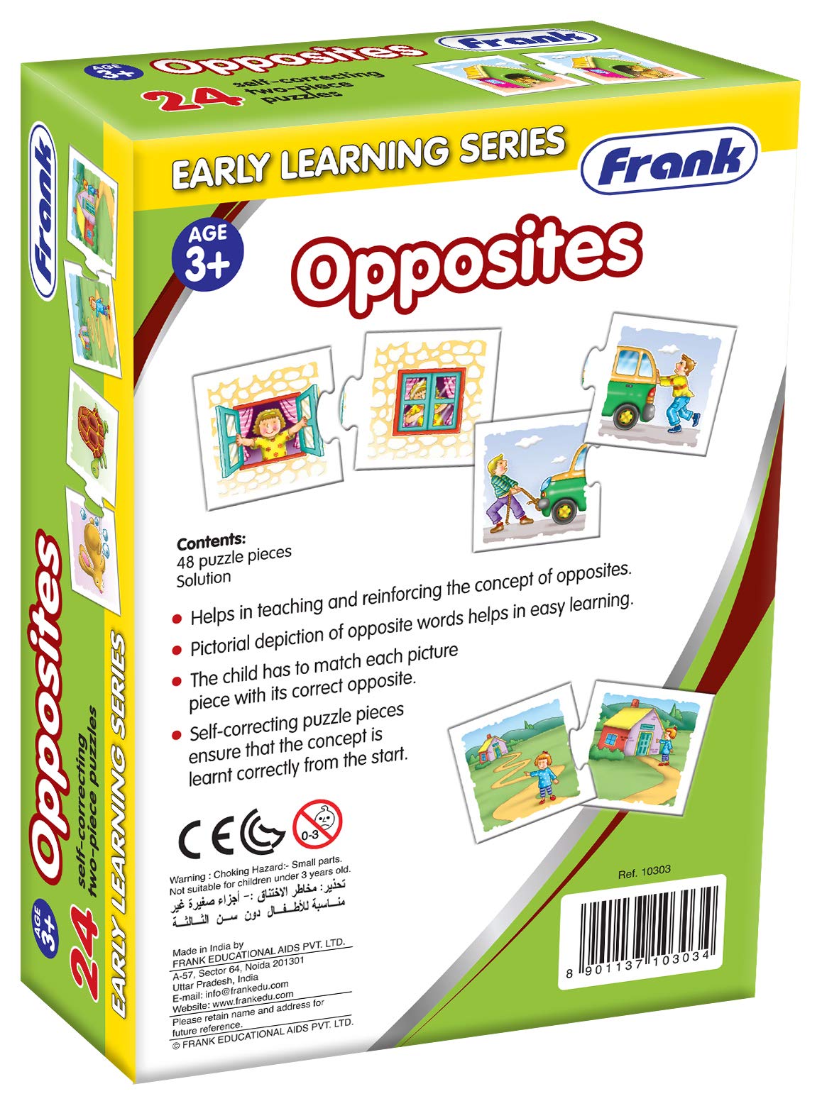 Frank Opposites – 48 Piece Self-Correcting Puzzle Set (24 Pairs) - Early Learning Educational Jigsaw Puzzles for Kids Ages 3+ - Fun Matching Game with Images - Perfect for Preschool Classroom & Homeschool Activities