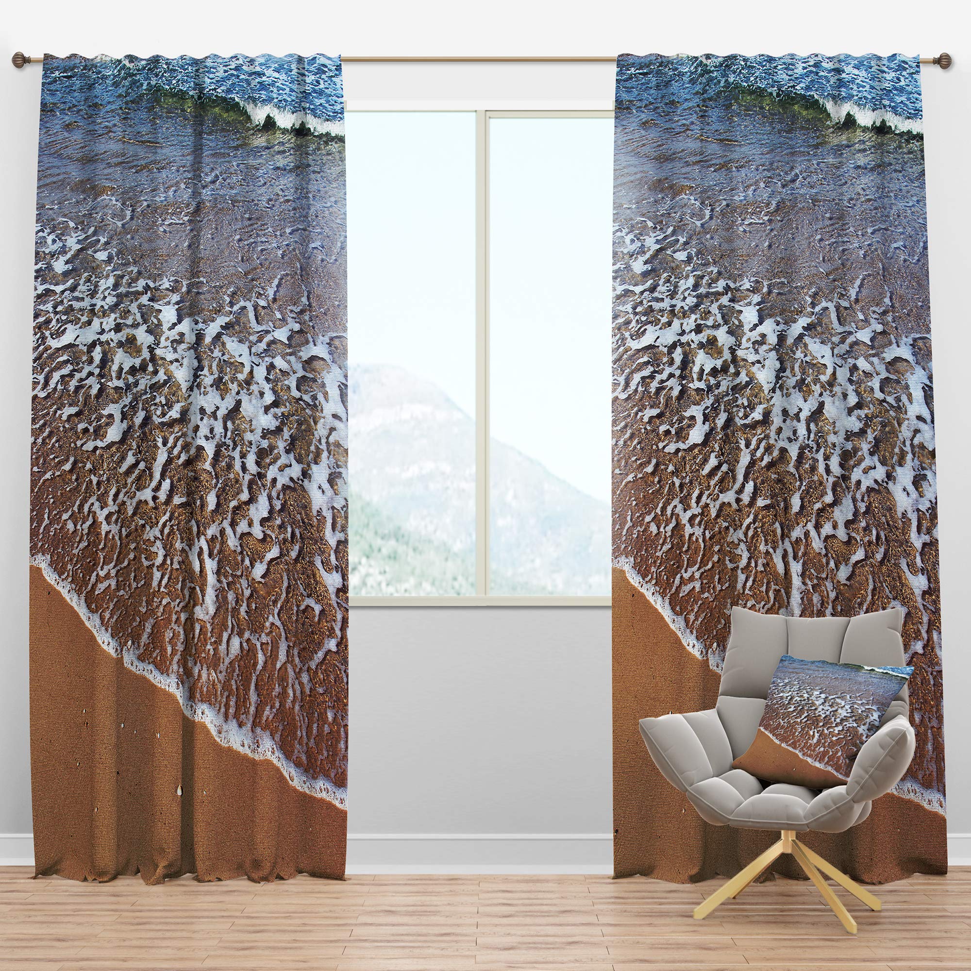DesignQ Blackout Curtains 'Ashdod Israel Clear Seashore' - Thermal Insulated Single Panel Window Drapes (52x120 Inches) for Bedroom & Living Room - Perfect for Light Blocking, Privacy & Temperature Control