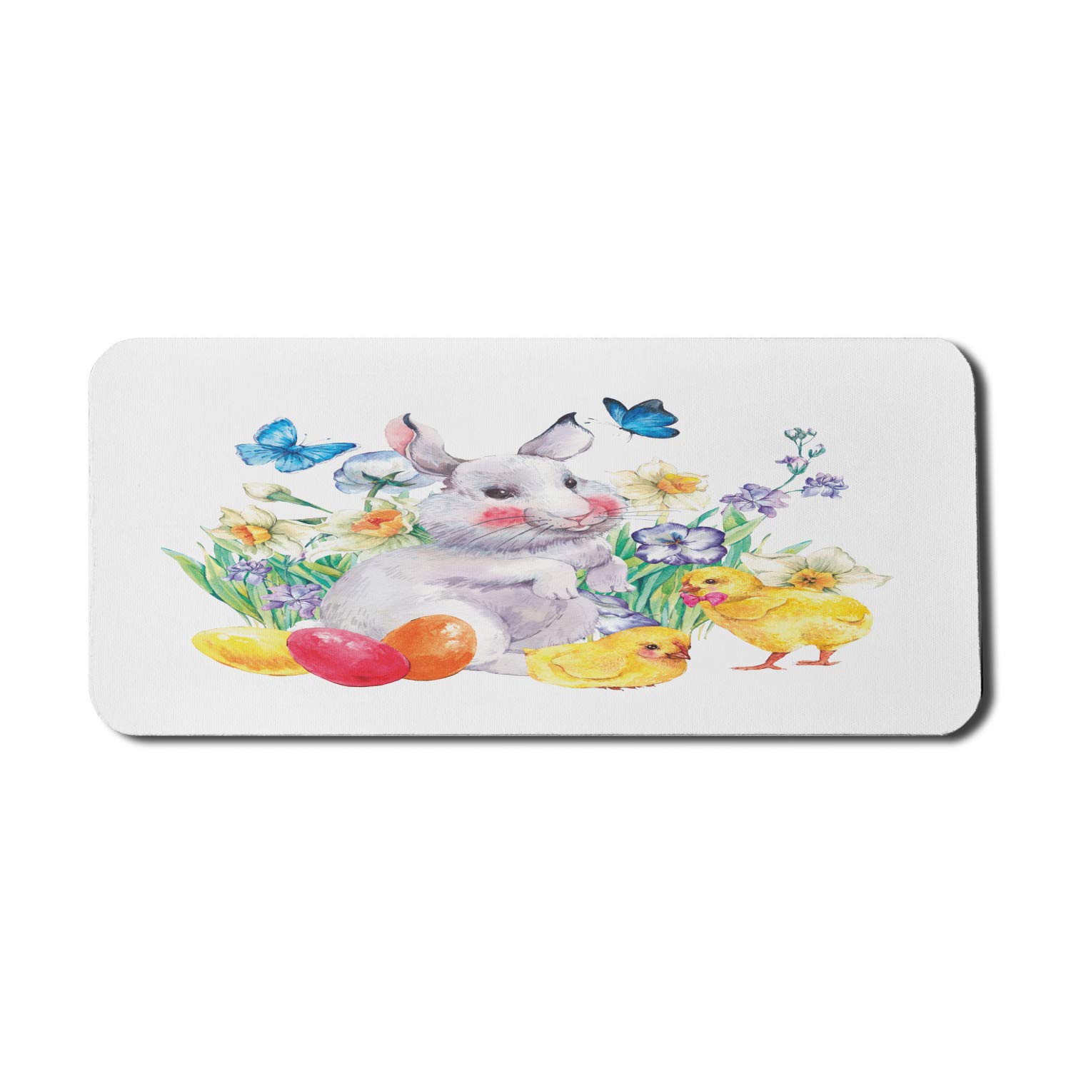 Ambesonne Bunny Themed Mouse Pad - Non-Slip Rubber Gaming Mousepad with Spring Design (35