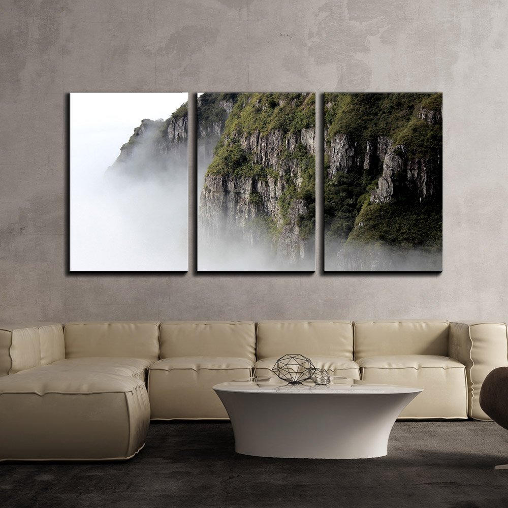 wall26 - 3 Piece Canvas Wall Art Print - Grand View of Misty Mountains Landscape - Modern Framed Home Decor for Living Room, Bedroom & Office - Stretched & Ready to Hang - 24x36 Inches (3 Panels)