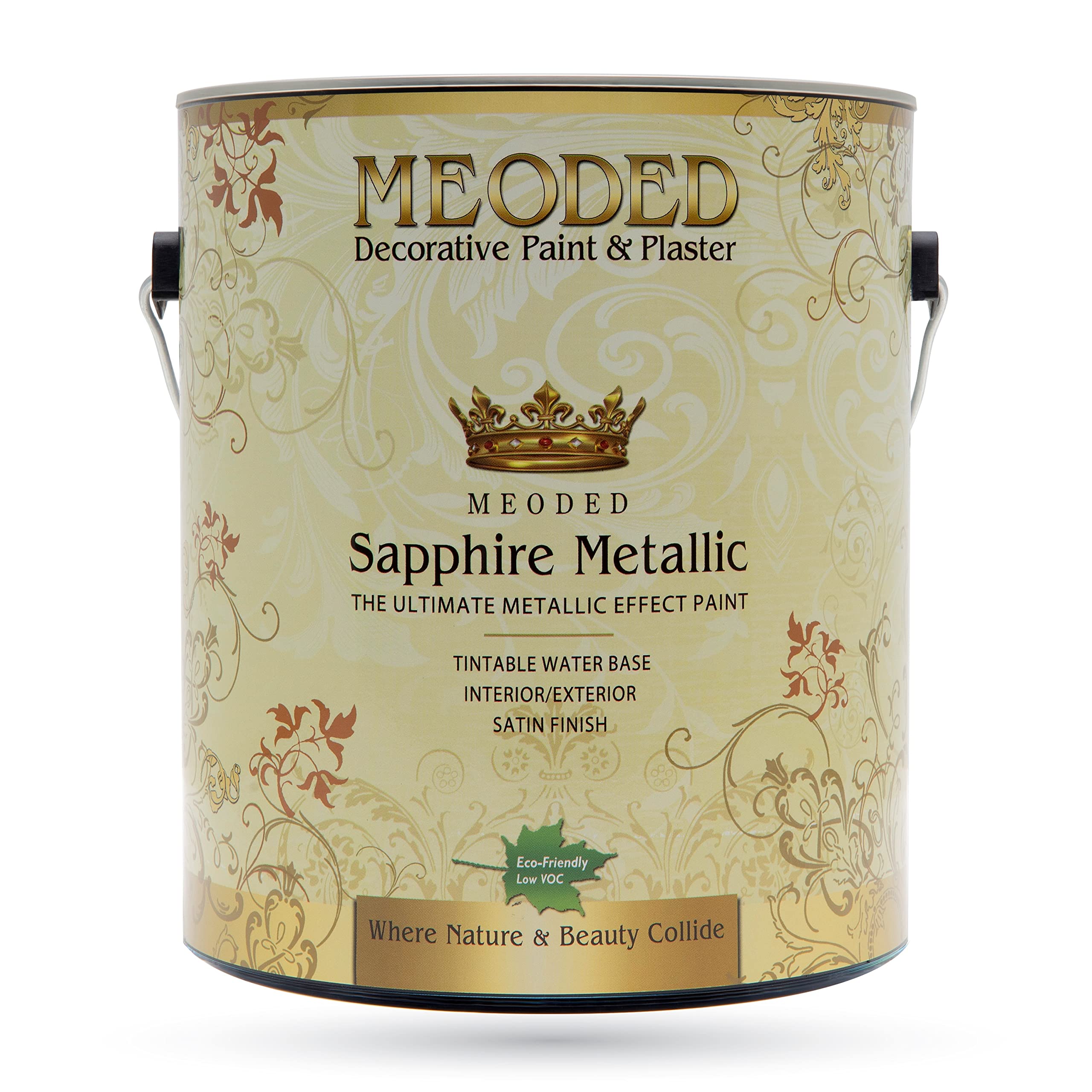 Meoded Premium Sapphire Metallic Paint - Interior & Exterior Water-Based Wall Paint for Home & Commercial Use - Perfect for Accent Walls, Furniture & DIY Projects
