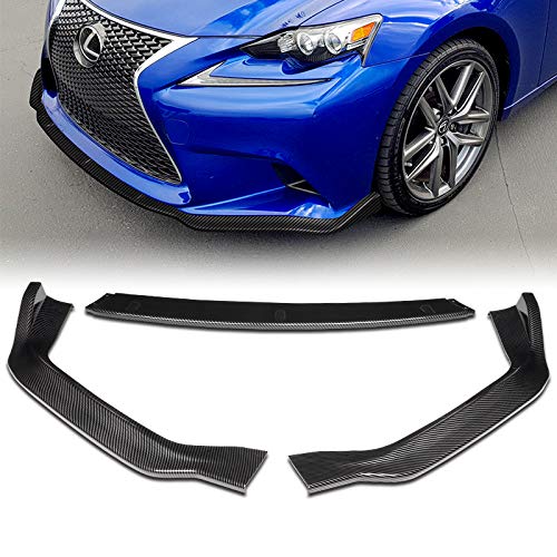3PCS Front Bumper Spoiler Lip + 6PCS Side Skirt Extensions for 2014-2016 Lexus IS250 IS350 F-Sport | Universal 86