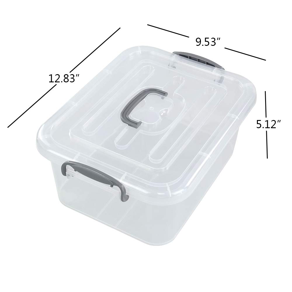 Kekow 2-Pack Clear Plastic Storage Containers with Secure Latch Lids - 8 Liter Airtight Food Storage Bins for Kitchen Pantry Organization, Meal Prep & Office Supplies