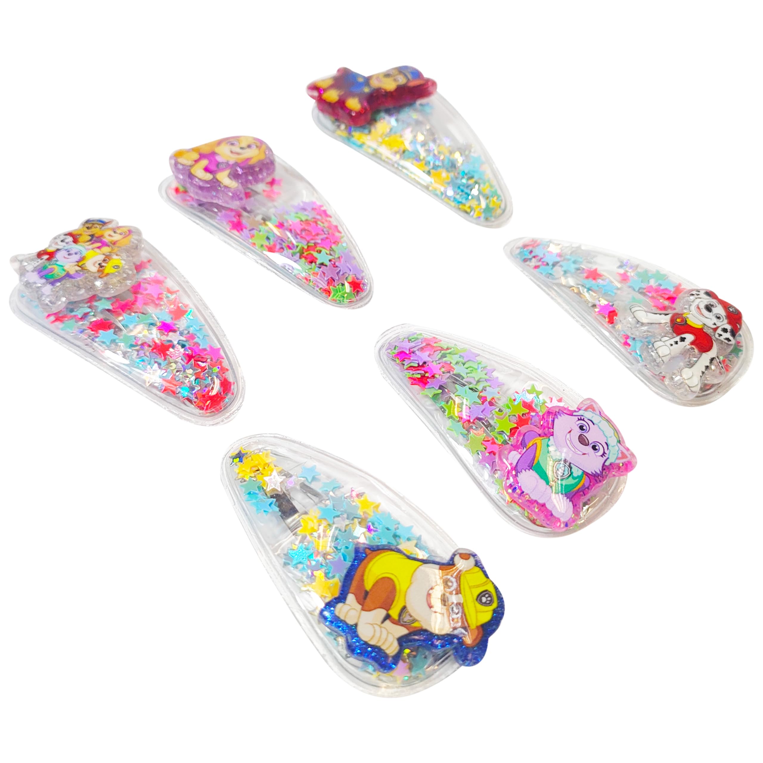 6-Piece Cute Hair Clips Set for Girls with Favorite Character Charms - Magical Confetti Hair Accessories for Kids & Toddlers (Ages 3+) - Perfect for School, Parties & Daily Styling