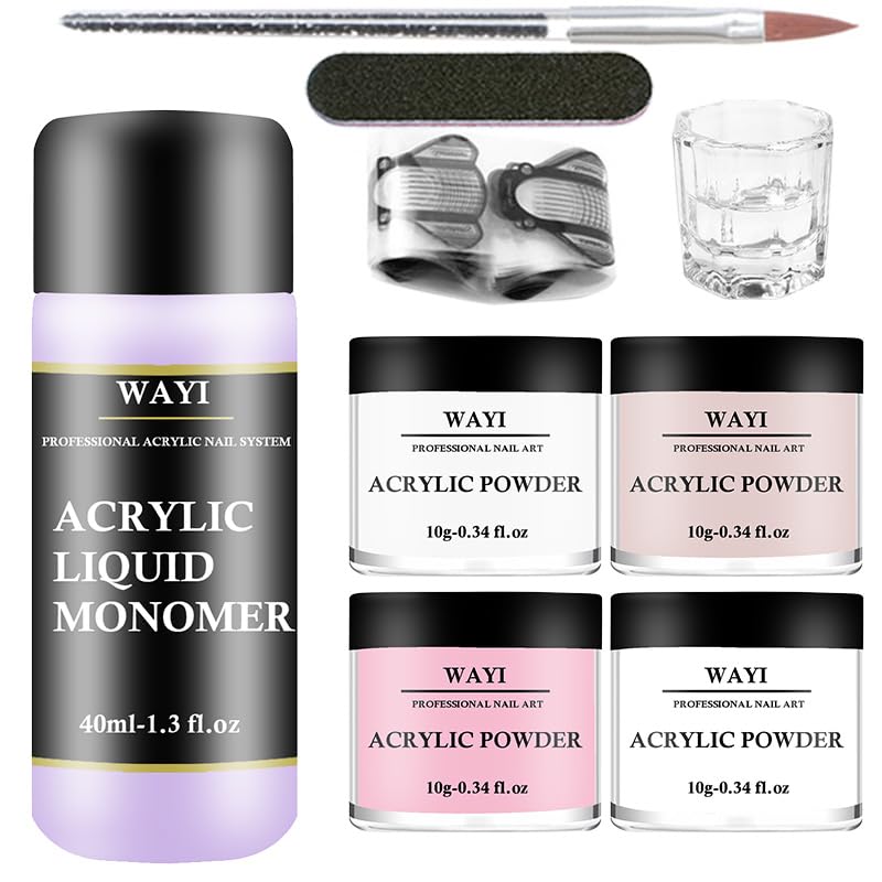 **Professional Acrylic Nail Kit for Beginners – Pink, White, Clear & Nude Acrylic Powder & Liquid Monomer Set with Nail Brush & Forms – Perfect for DIY Nail Extensions at Home or Salon**    *(Use Cases: Ideal for home manicures, salon professionals, nail art enthusiasts, and beginners learning acrylic nail extensions.)*
