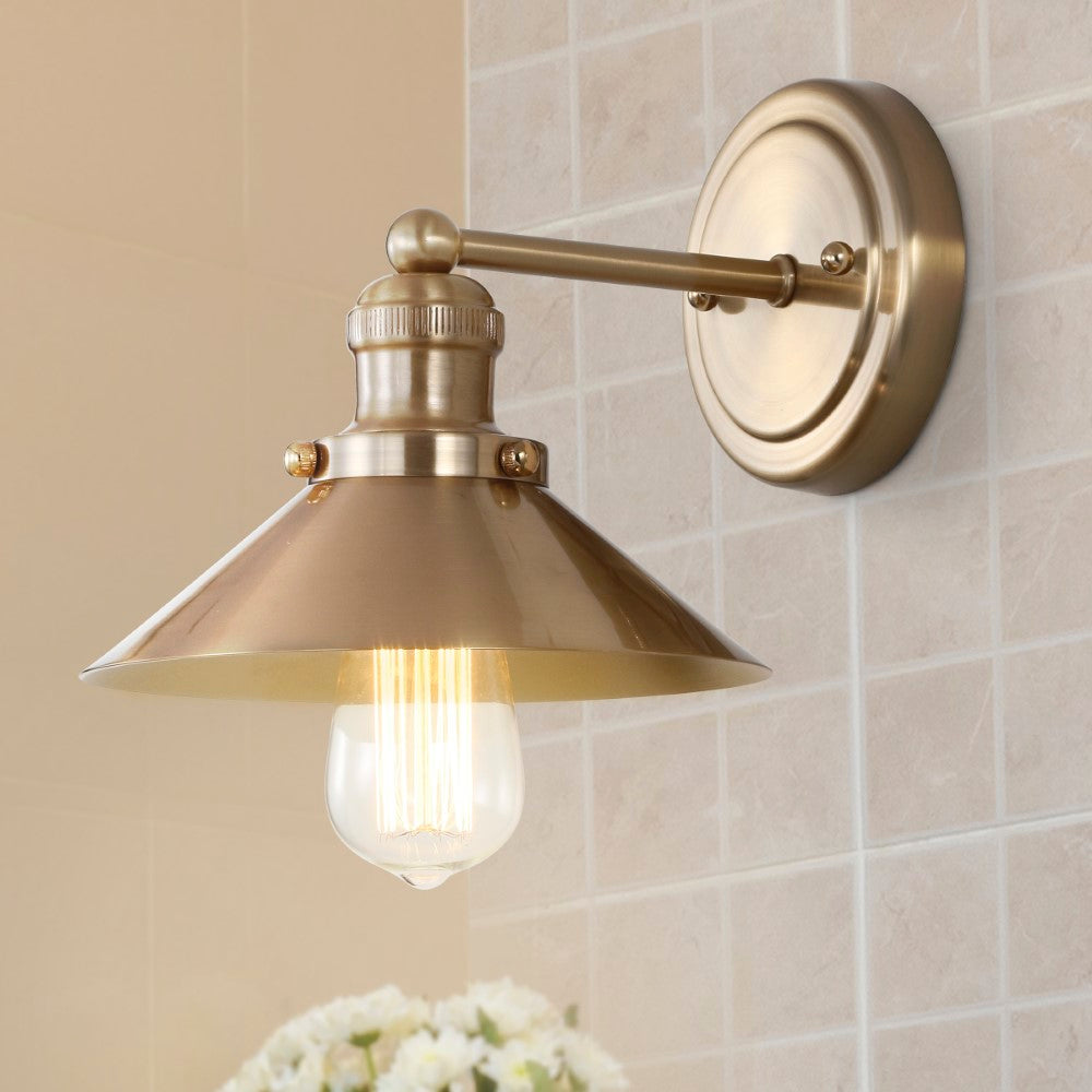 July Metal Shade Sconce - Vintage Wall Light Fixture for Bedroom, Living Room & Hallway - Matte Black Industrial Wall Sconce Lighting