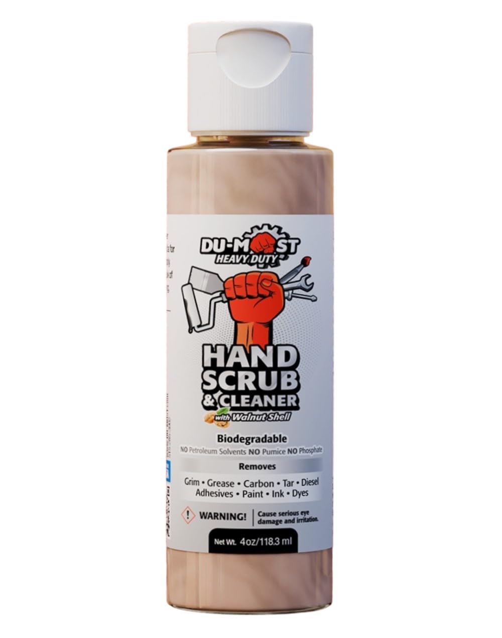 DU-MOST Heavy Duty Hand Scrub with Walnut Shell - Natural Exfoliating Hand Soap & Degreaser for Mechanics, Farmers & Construction Workers | Waterless Use | Travel Size 4 oz | Perfect for Garage, Workshop & Outdoor Jobs