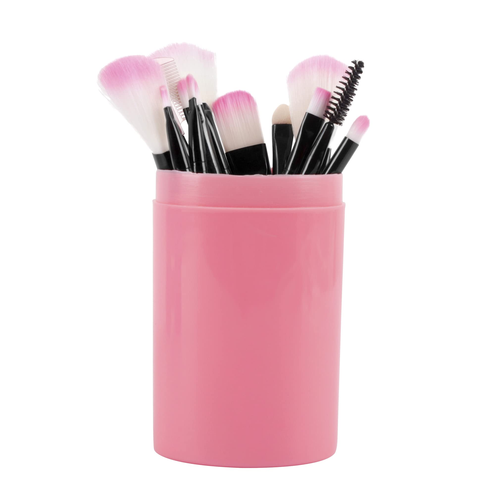Premium Synthetic Makeup Brushes Set - 12-Piece Professional Cosmetic Brush Kit with Travel Case (Pink) | Perfect for Makeup Artists, Beginners & On-the-Go Beauty Touchups