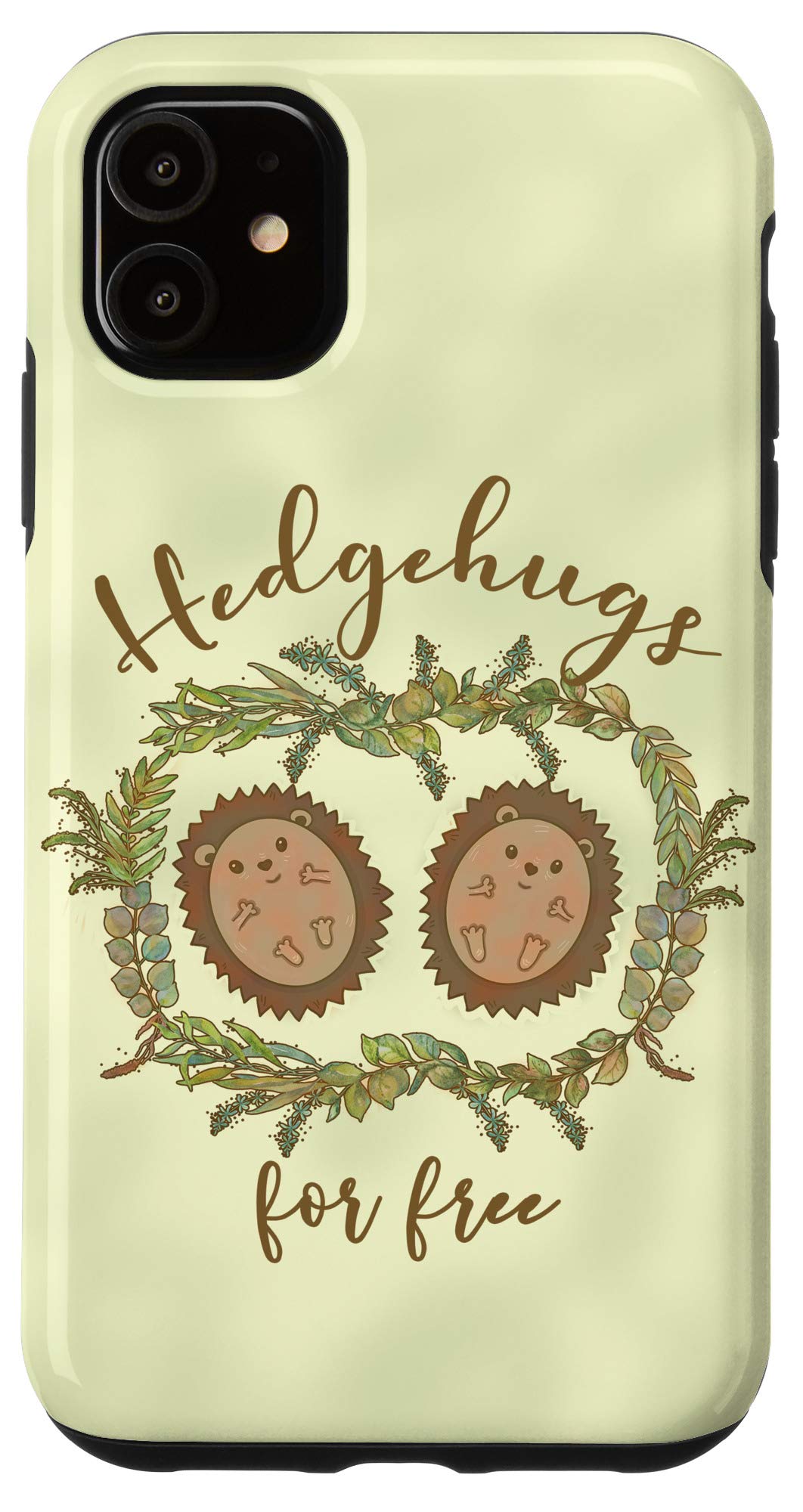 Cute Hedgehogs Cottagecore iPhone 11 Case - Forest Watercolor Design Protective Phone Cover for Women & Girls - Perfect for Nature Lovers, Cottagecore Aesthetic, Daily Use & Gift Giving