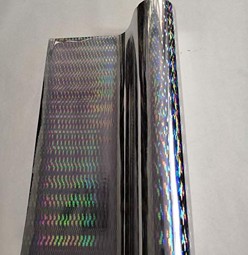 Premium Holographic Hot Stamping Foil Roll - Silver Thick Line Pattern for Heat Transfer on Paper & Plastic (32cm x 120m) - Ideal for DIY Crafts, Packaging, Gift Wrapping & Product Branding