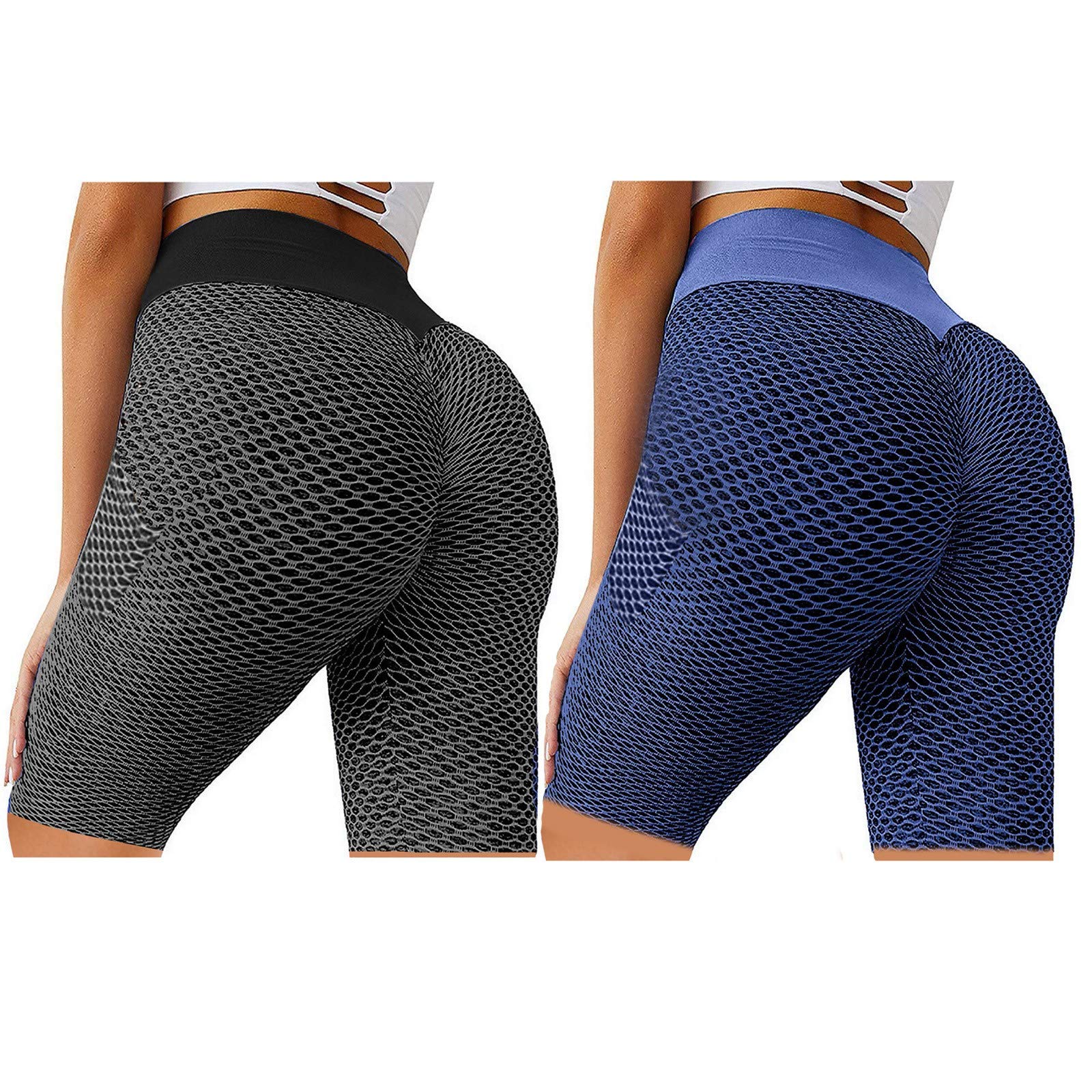 DGXC Women's High-Waisted Yoga Shorts 2-Pack - Workout Biker Shorts for Fitness, Running & Yoga - Butt Lifting Tight-Fitting Sports Shorts - Perfect for Gym, Home Exercise & Casual Wear