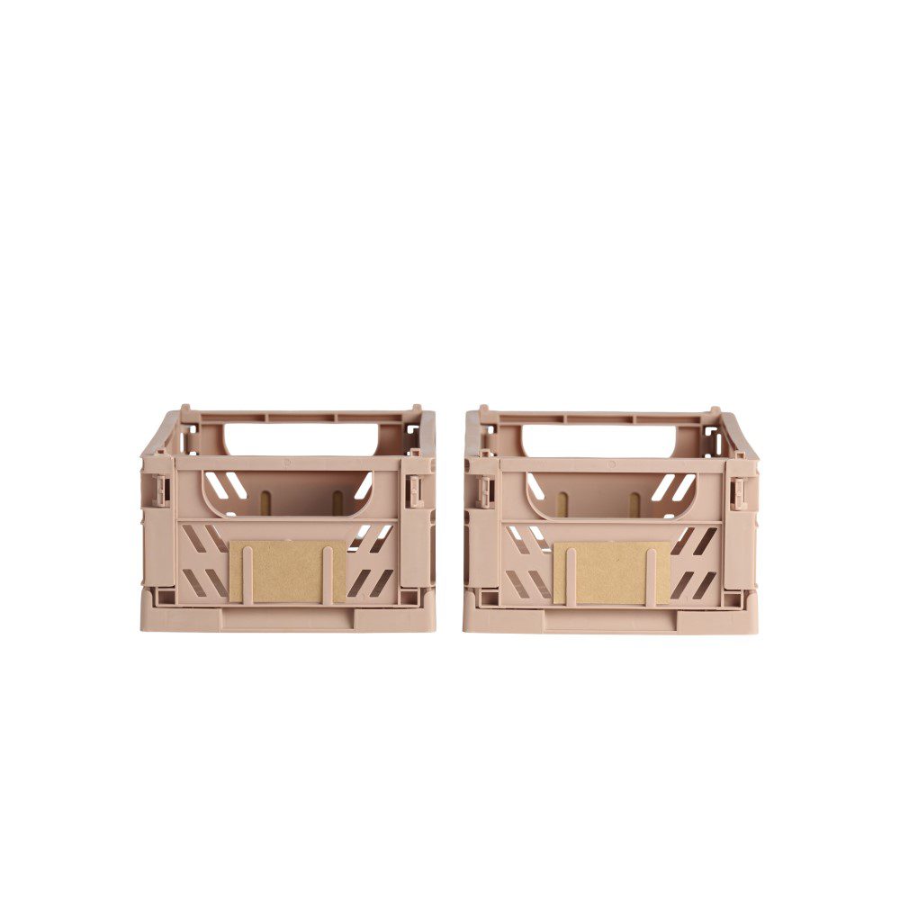 DESIGNSTUFF Slant Collapsible Storage Crate Set of 2 - Small 25x16cm, Tuscany Design - Perfect for Home Organization, Pantry Storage & Laundry Room