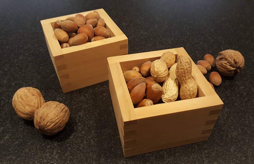 Premium Hinoki Wood Sake Cups Set of 2 - Authentic Japanese Box Masu with Lucky Gourd Design - Perfect for Sake Tasting, Japanese Tea Ceremonies & Asian-Inspired Home Decor