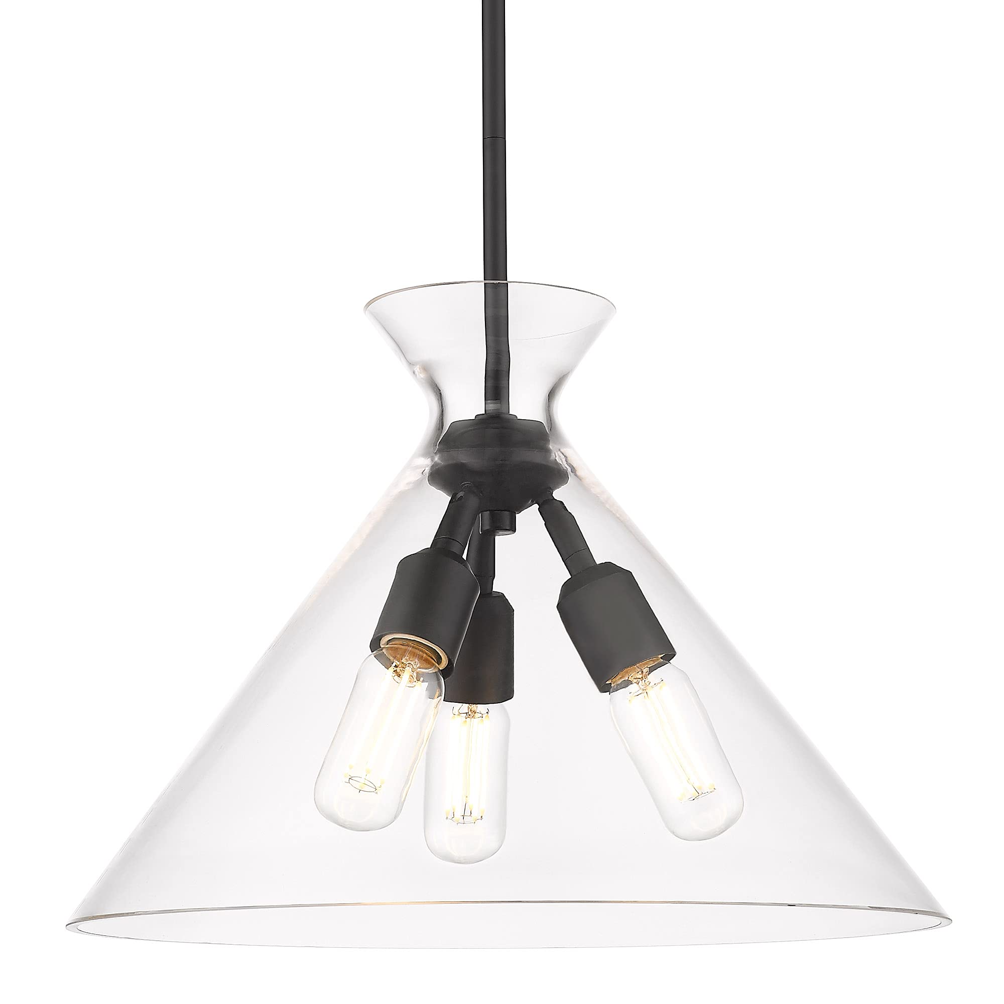 3-Light Matte Black Pendant Light with Clear Glass Shades - Modern Ceiling Fixture for Kitchen Island, Dining Room, or Entryway