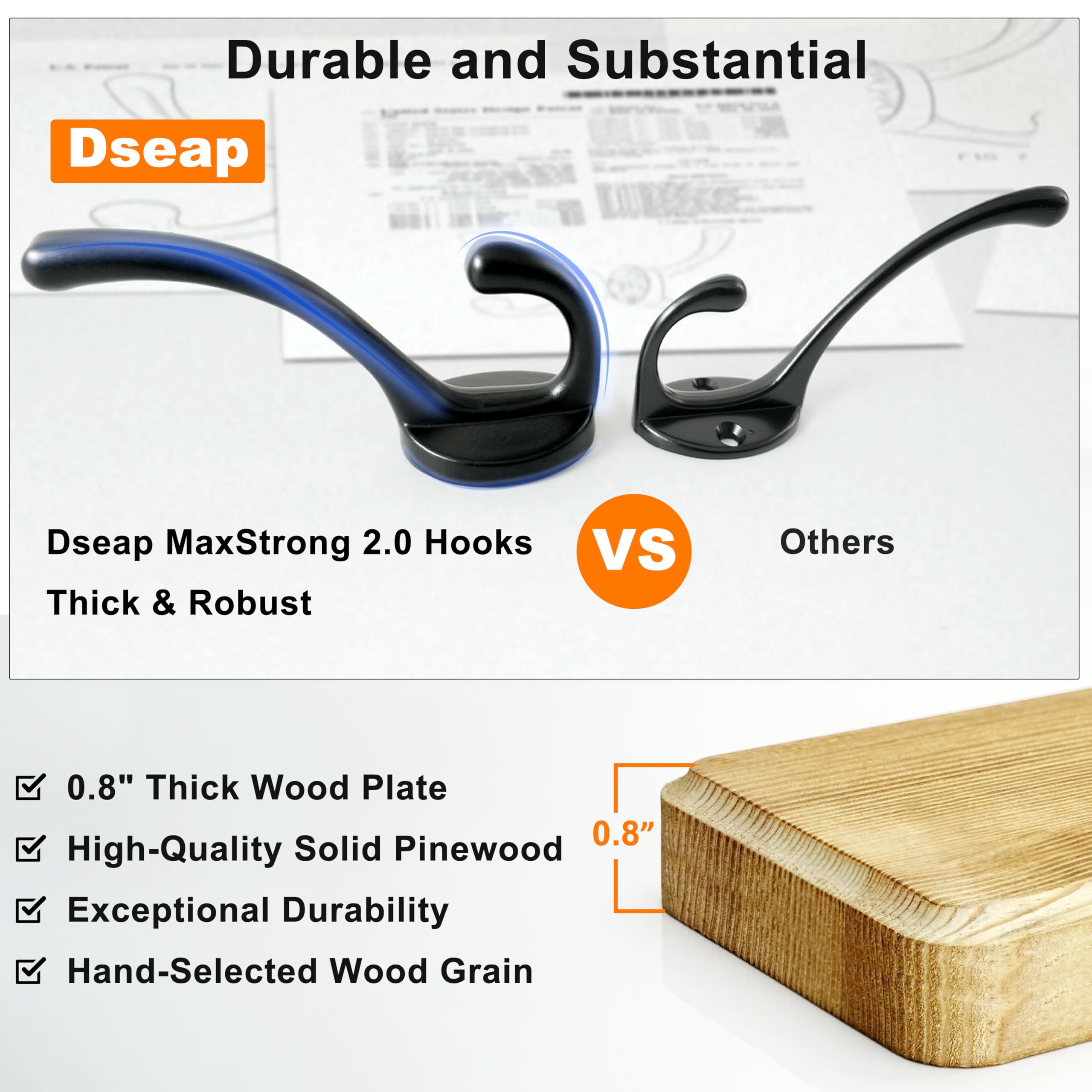 Dseap Wall Mounted Coat Rack - 38.25