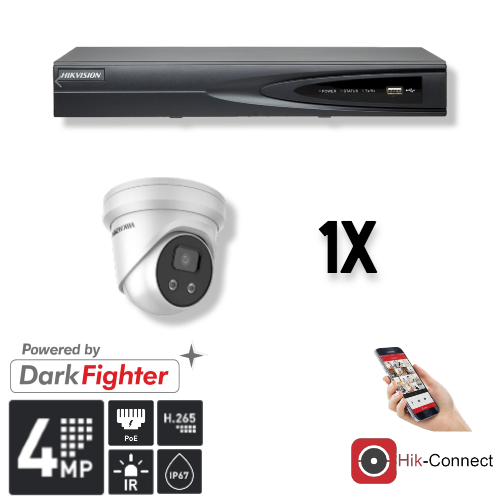 4MP Turret Security Camera Set with Recorder & Cables - Indoor/Outdoor Surveillance for Home & Business Security