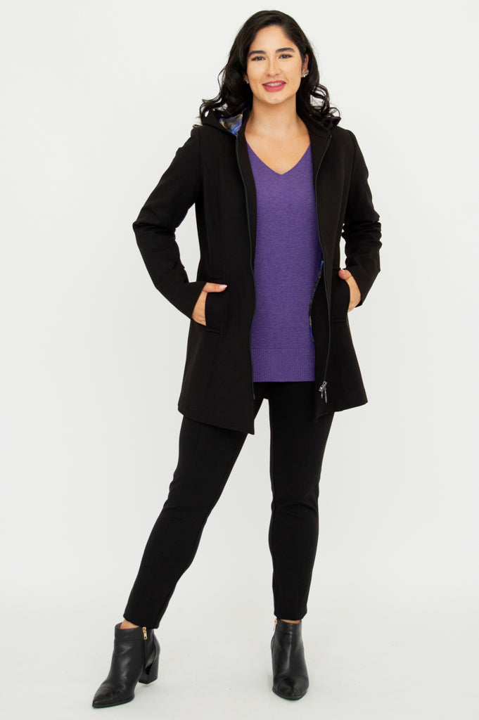 Premium Highlands Coat for Women - Soft Modal Fabric, Elegant Black Outerwear for Fall & Winter - Perfect for Office, Travel & Casual Outings