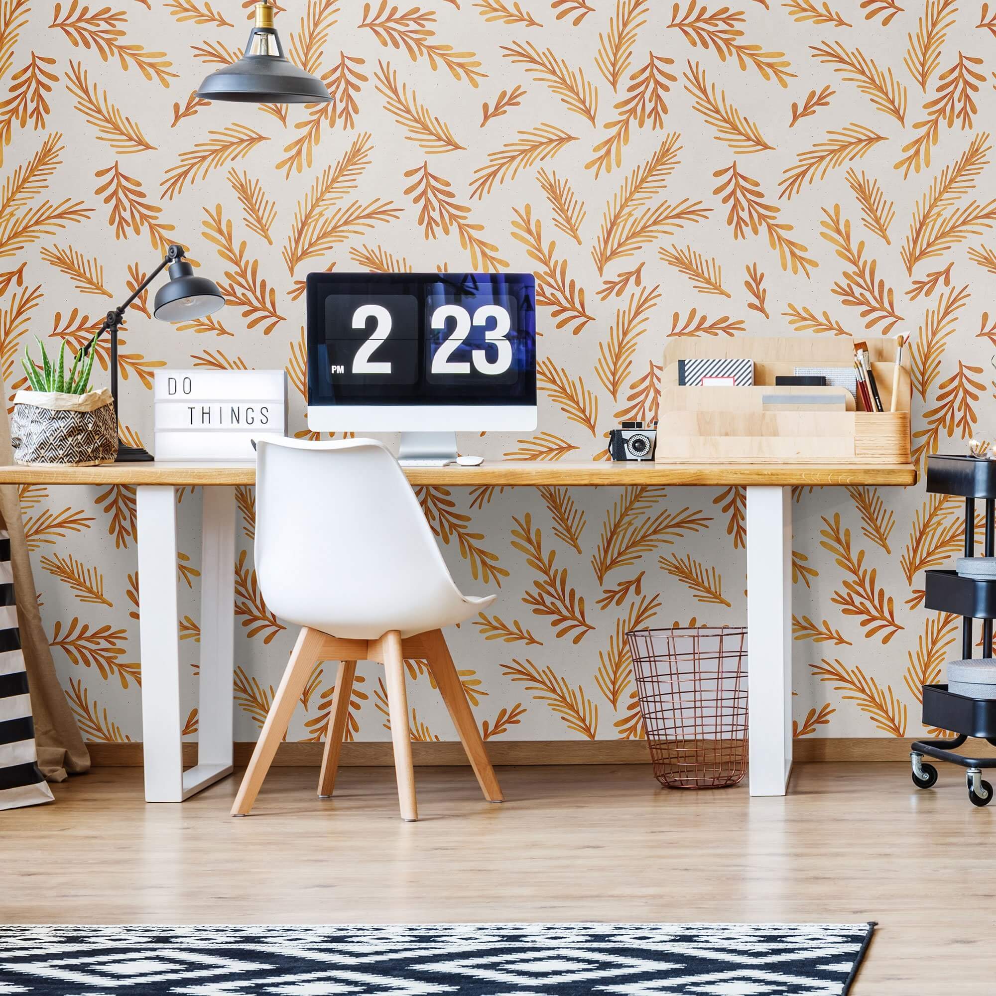 Mustard Botanical Floral Peel and Stick Removable Wallpaper 8101 - Self-Adhesive Wall Decor for Bedroom, Living Room & Nursery
