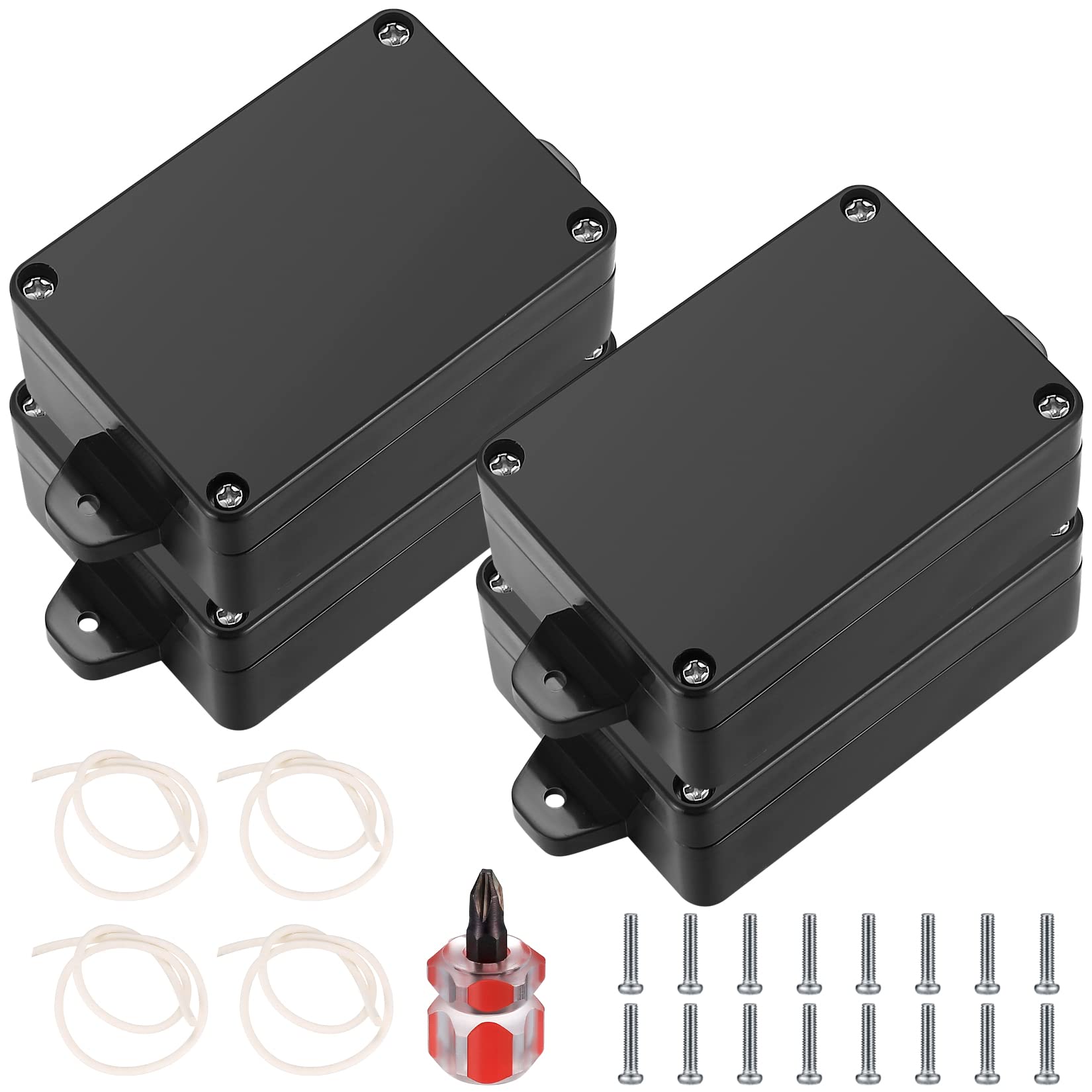 4 Pcs IP65 Waterproof Junction Boxes - Outdoor Electrical Enclosure, Dustproof Plastic Project Box with Fixed Ears - Ideal for Garden Lighting, Security Cameras & Solar Panel Wiring