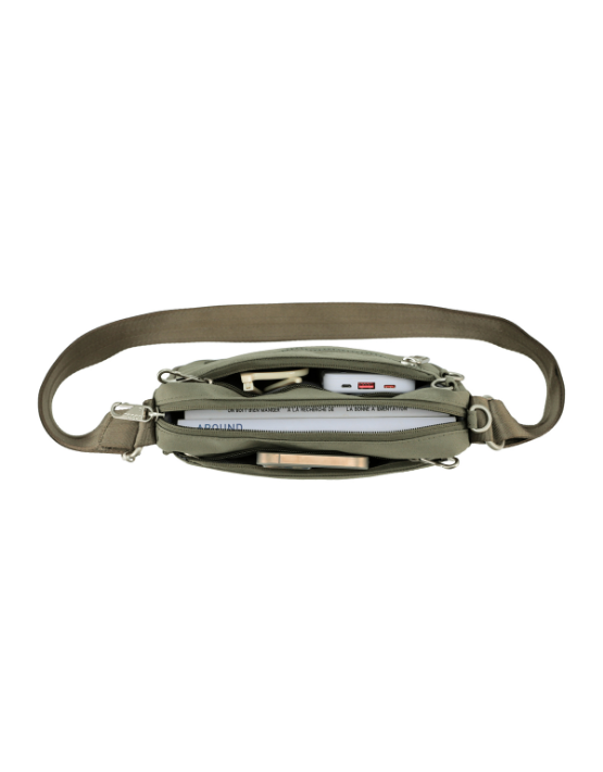 TOSCA TCA980 Anti-Theft Crossbody Bag for Women & Men - Secure Khaki Side Bag for Travel, Commuting & Daily Use