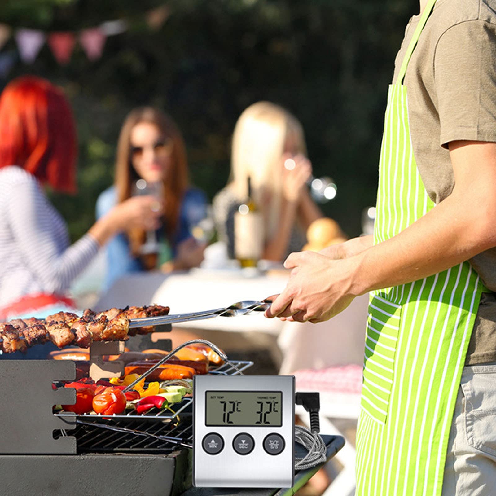 Voluxe Digital Meat Thermometer - Retractable Food Temperature Probe for Cooking, Grilling, Baking & Food Safety | Perfect for Kitchen, BBQ, Restaurants & Home Use
