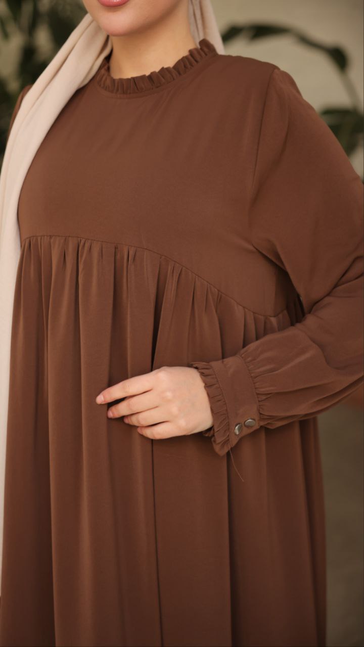 Elegant Gathered Sleeve Long Maxi Abaya Dress for Women - Modest Islamic Clothing for Prayer, Special Occasions & Everyday Wear
