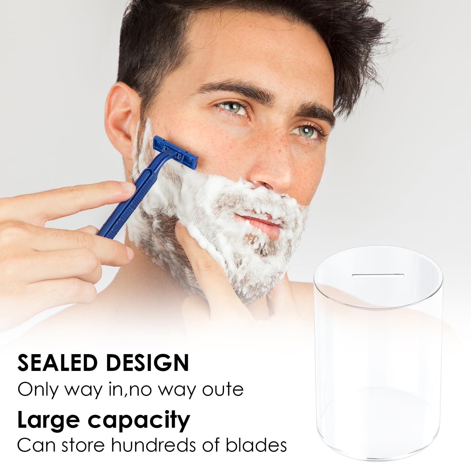 SHIDOW Acrylic Razor Blade Disposal Box - Safe & Transparent Razor Blade Bank for Used Safety Razor Blades (2 Pack) | Secure Storage for Home, Salon, and Travel Use