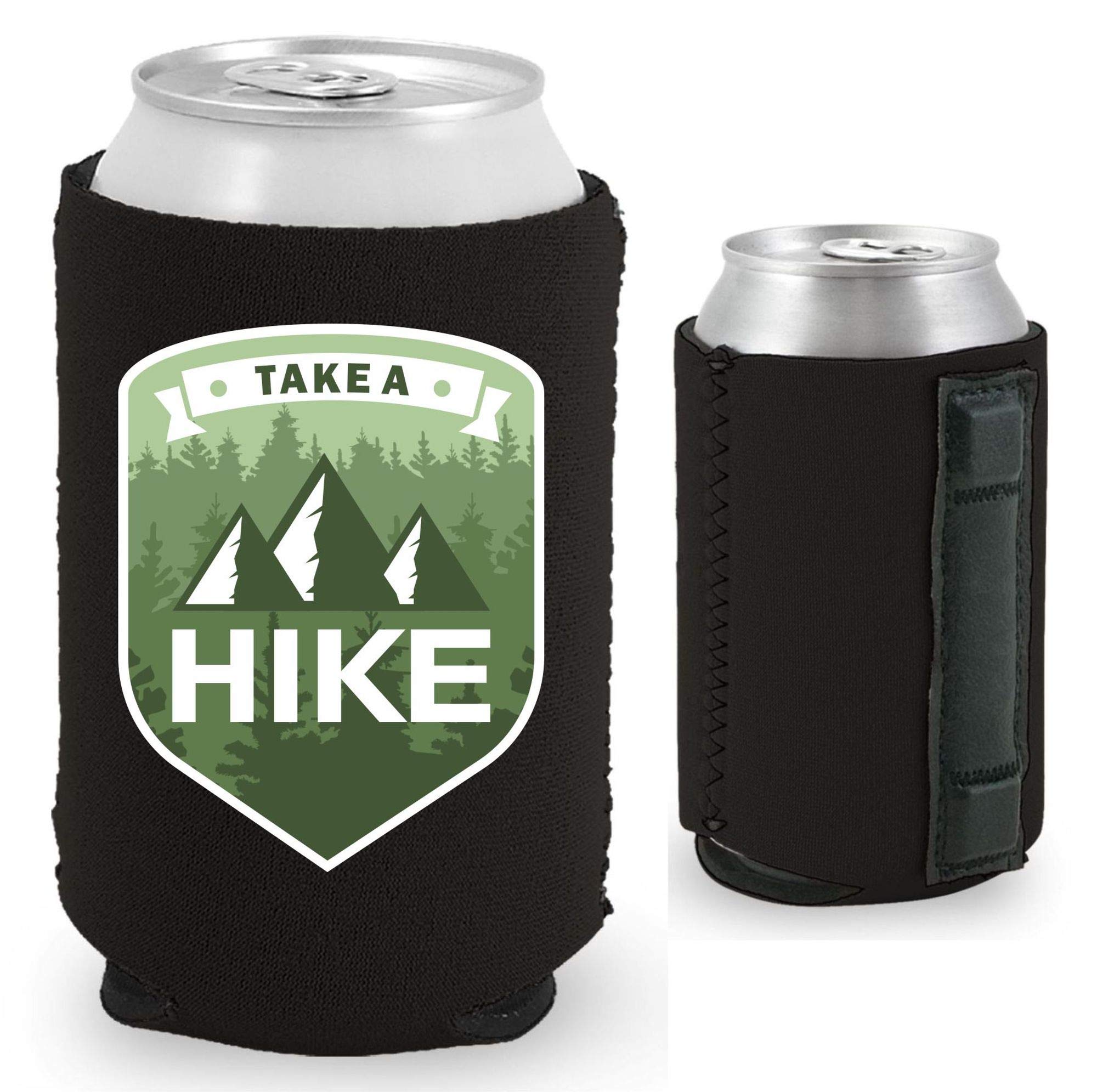 Take A Hike Magnetic Can Cooler (2 Pack, Black) - Insulated Beer Can Holder for Hiking, Camping, and Outdoor Adventures