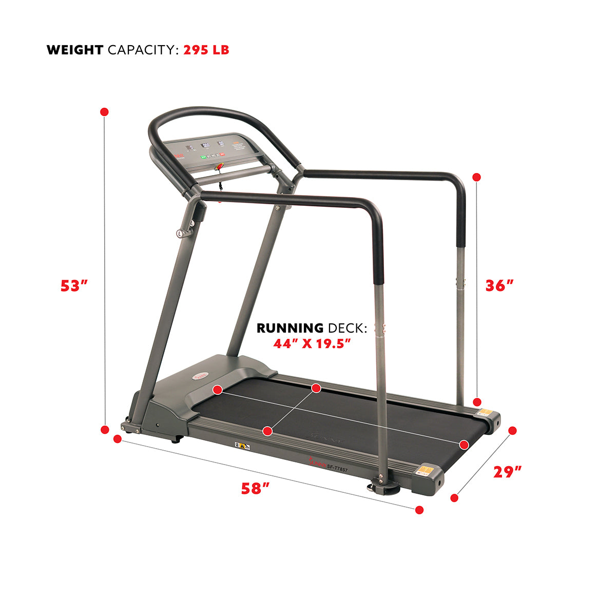 Recovery Walking Treadmill with Handrails & Low Deck - Light Exercise & Physical Therapy Equipment for Home Use, Seniors & Injury Rehabilitation