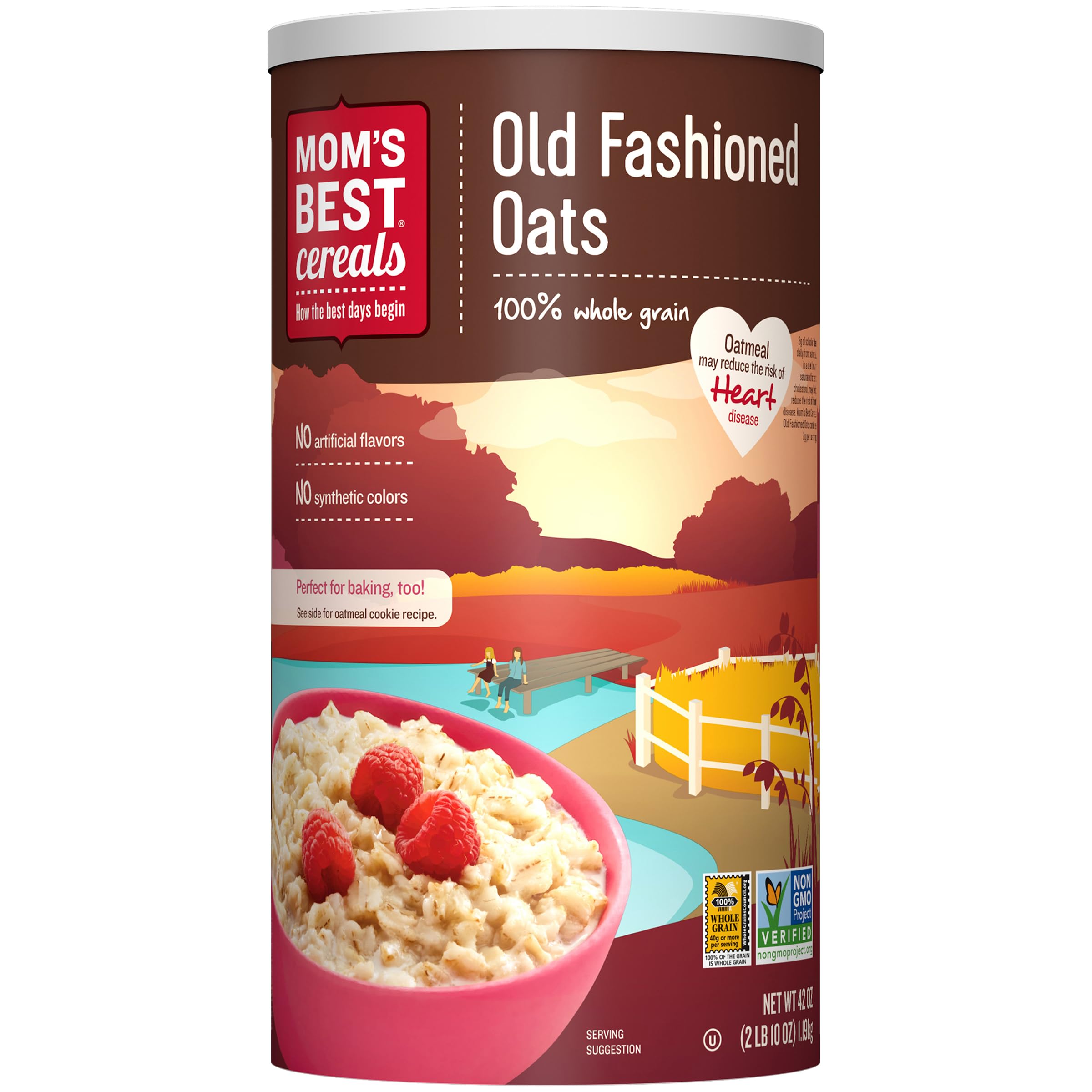 Mom's Best Old Fashioned Oats - Whole Grain Hot Cereal, 42oz Canister | Healthy Breakfast, Baking & Cooking Ingredient for Oatmeal, Cookies & Smoothies