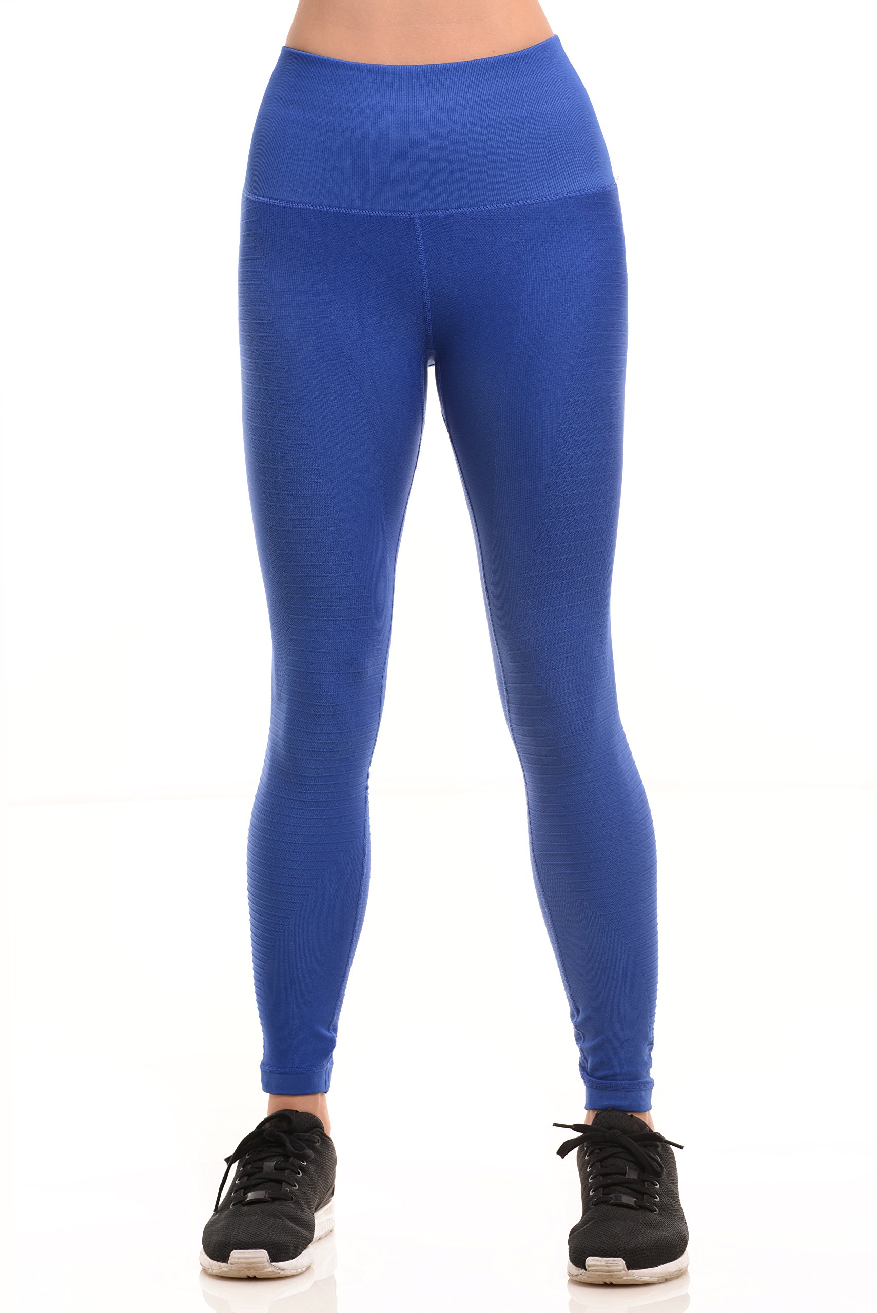 ICONOFLASH Women's High Waist Textured Compression Leggings - Yoga Pants for Workout, Running & Gym - Tummy Control Fitness Leggings with Moisture Wicking Fabric