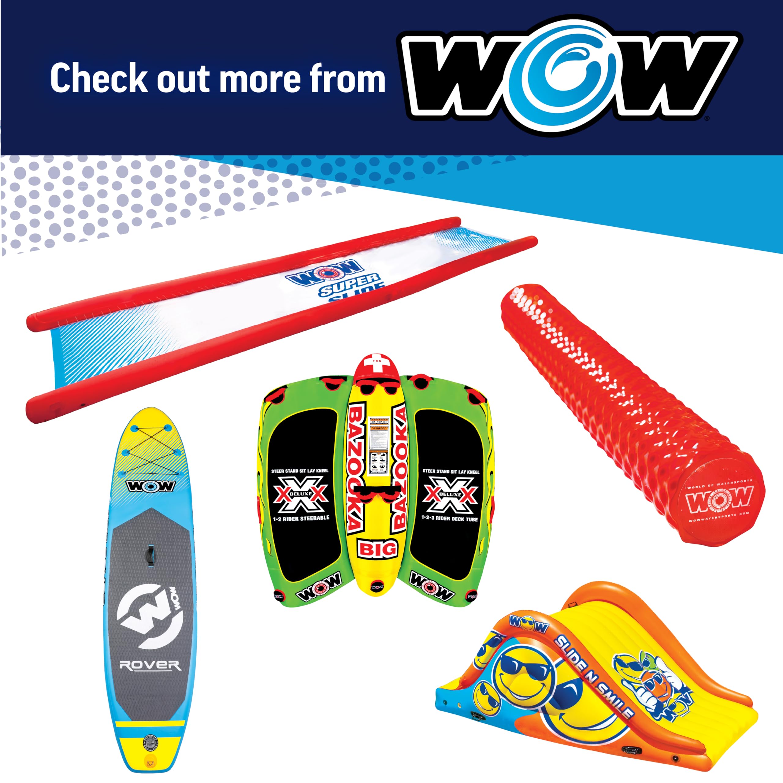 WOW Sports Inflatable Water Walkway - 10x6ft Floating Mat for Pool, Lake & Beach - Fun Water Game for Kids & Adults - Perfect for Summer Parties, Backyard Fun & Water Activities